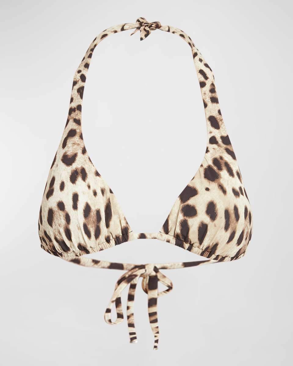 Leopard-Print Triangle Bikini Top